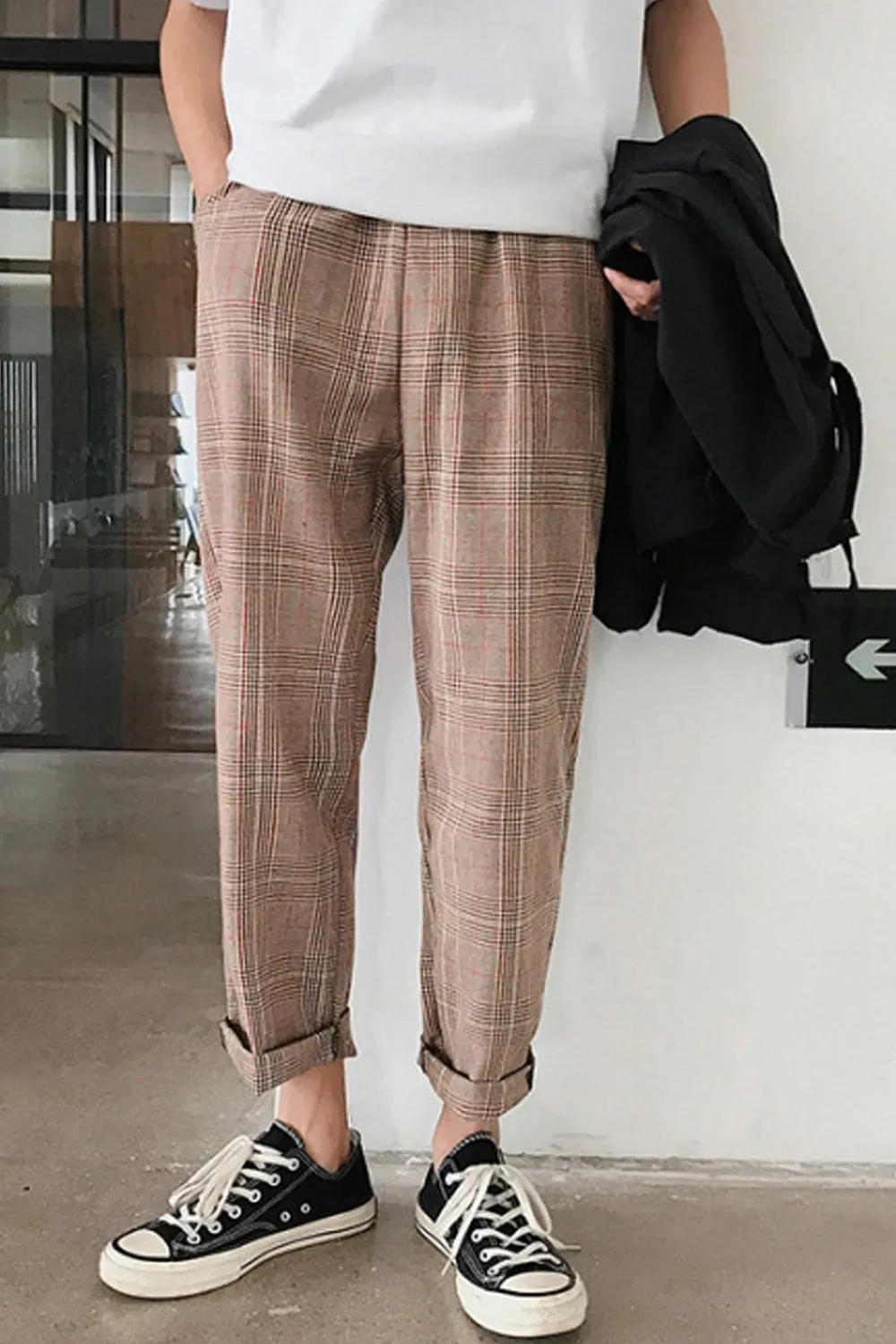 Long Hip Hop Plaid Slim Pants