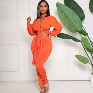 Long Sleeve Top and Slim Pants Set
