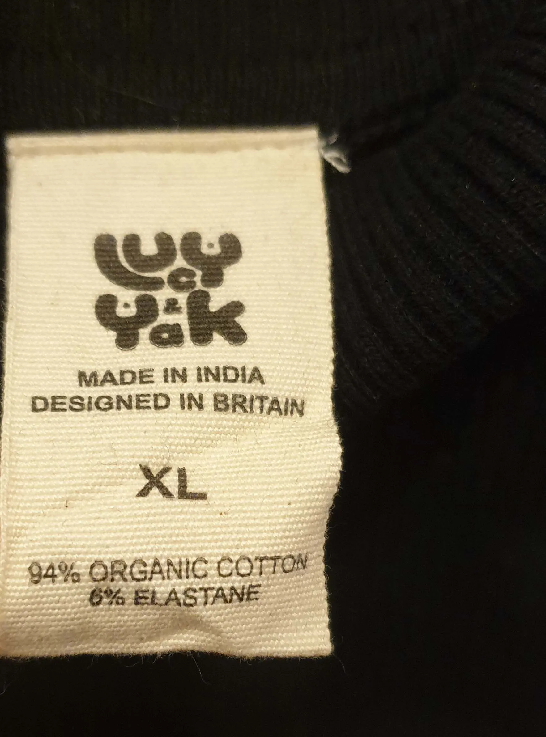 Lucy & Yak black cotton knit jumper size XL