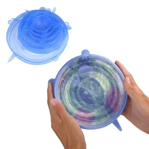 LUSEXO Silicone Stretch Lids, 6-Pack Various Sizes Food Saver Covers, Reusable, Durable and Flexible Food Covers, Keeping Food Fresh, Suit for Oven or Fridge (Blue)