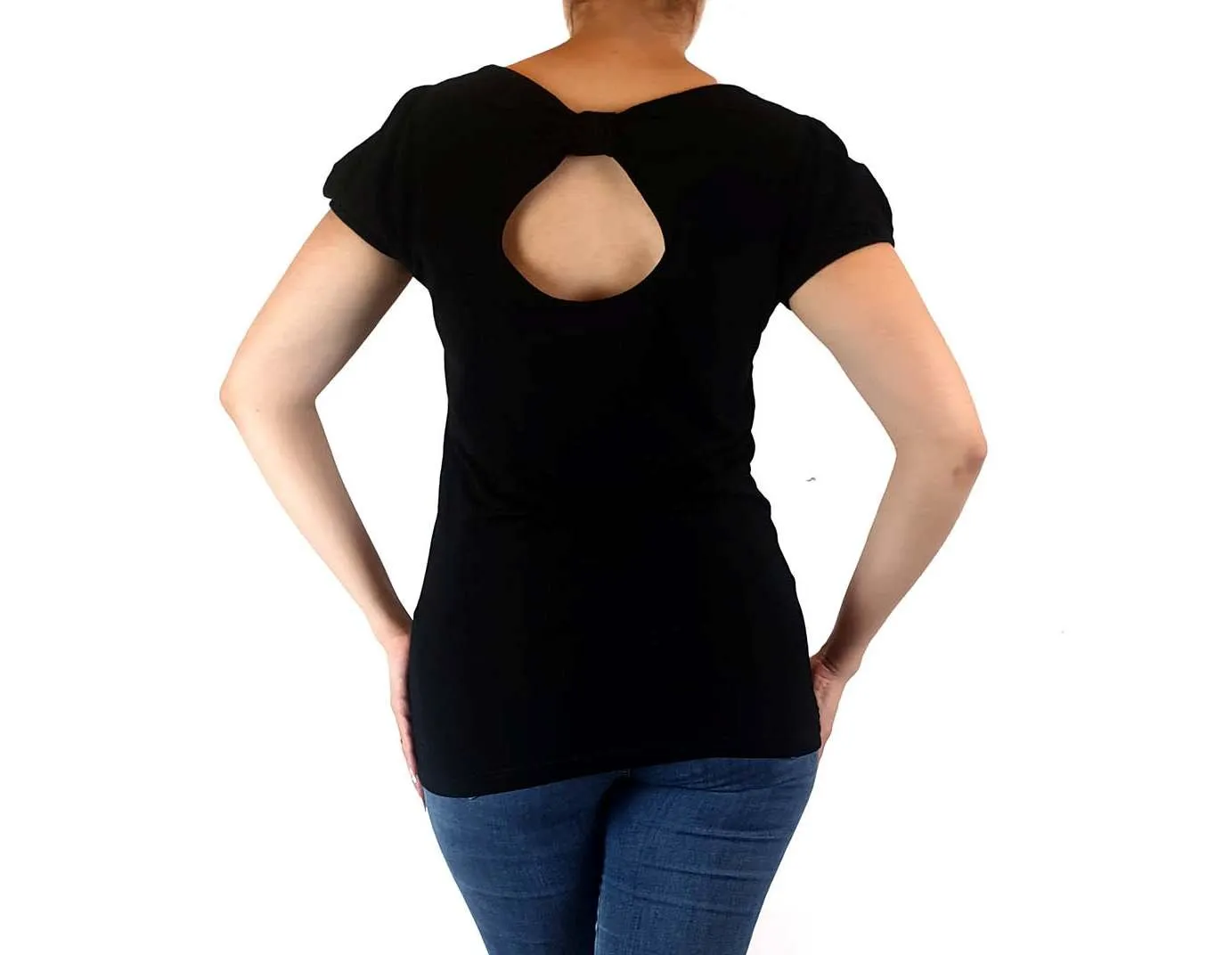 Lush blak top with unique back peek-a-boo size 10
