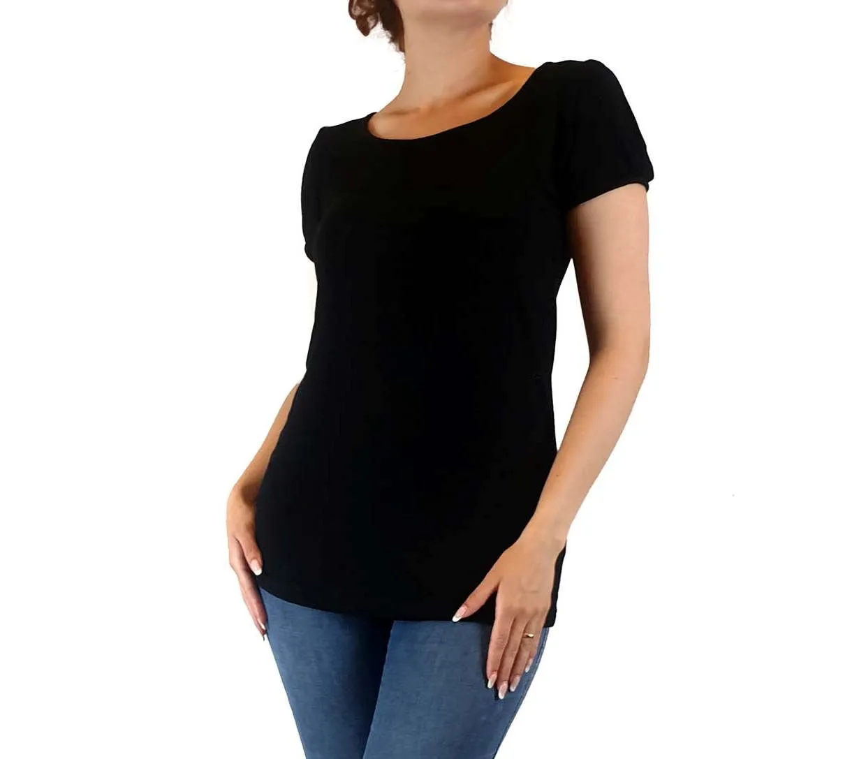 Lush blak top with unique back peek-a-boo size 10