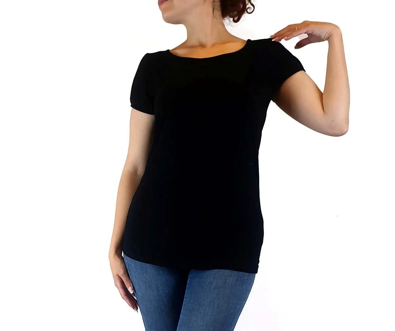 Lush blak top with unique back peek-a-boo size 10