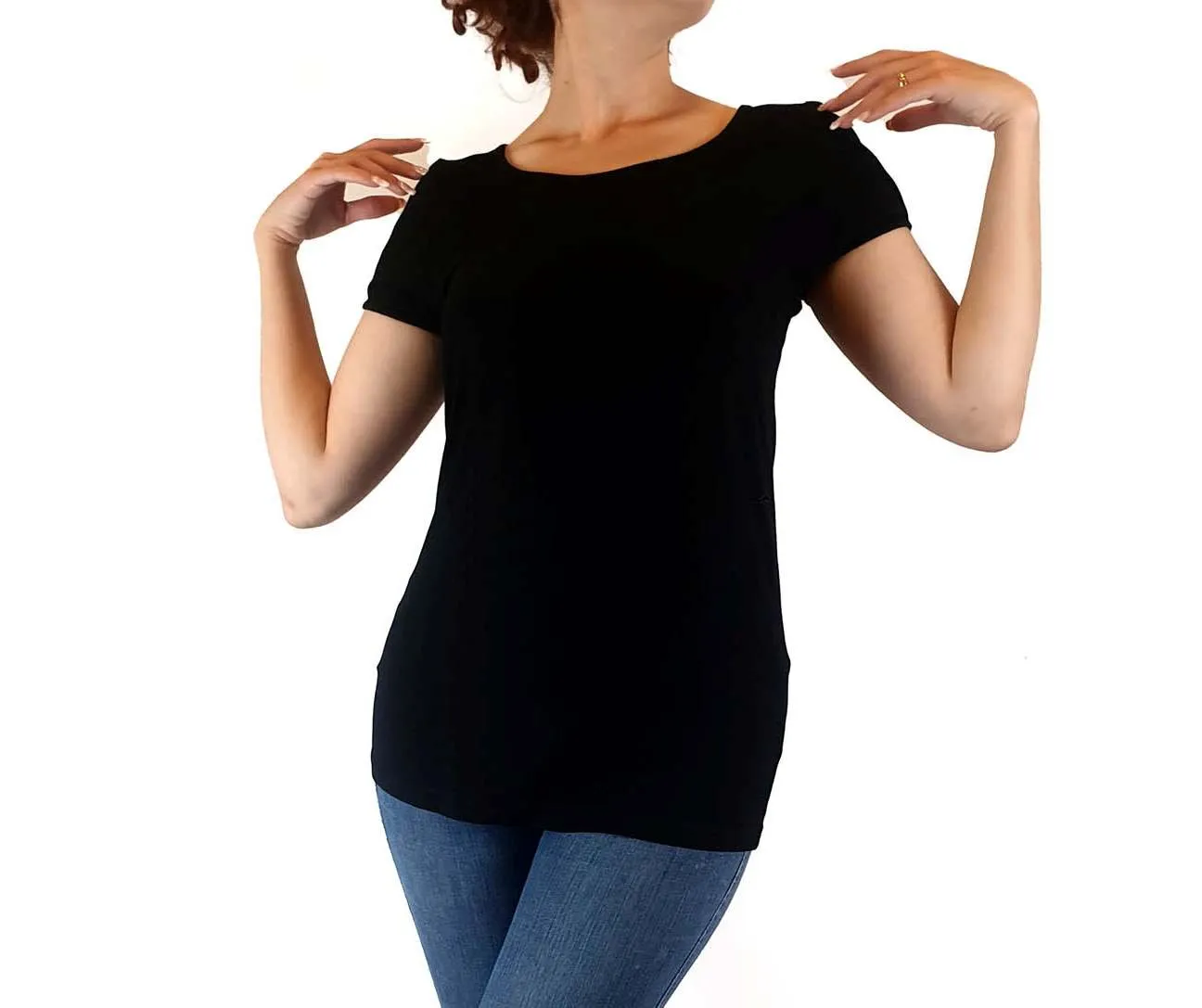 Lush blak top with unique back peek-a-boo size 10