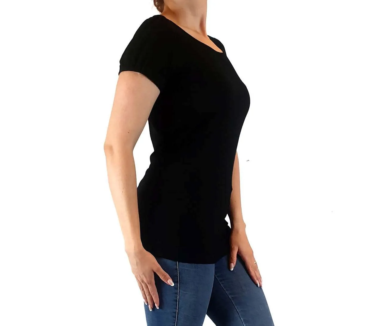 Lush blak top with unique back peek-a-boo size 10