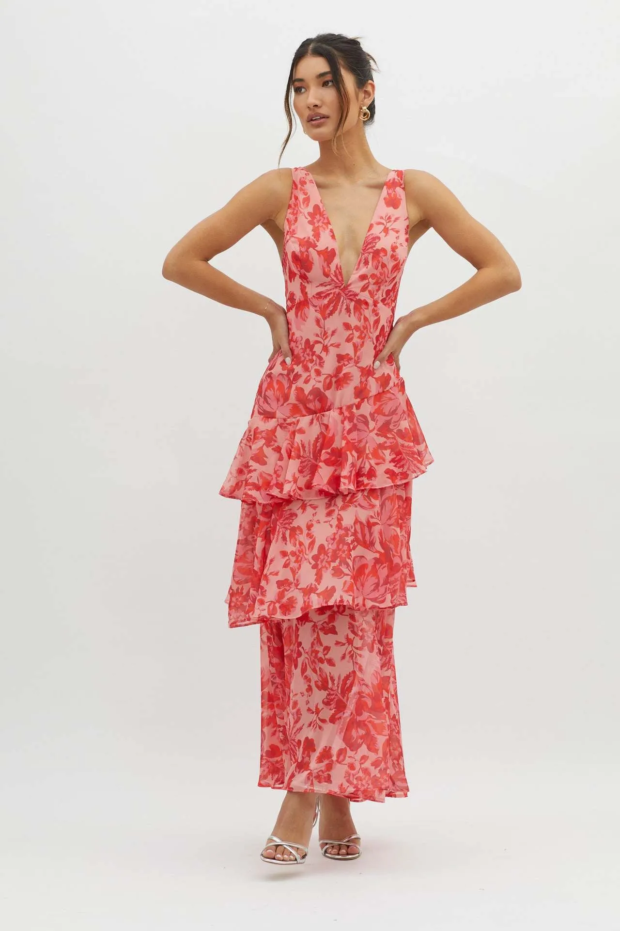 Maddison | Strappy Back Ruffle Maxi Dress