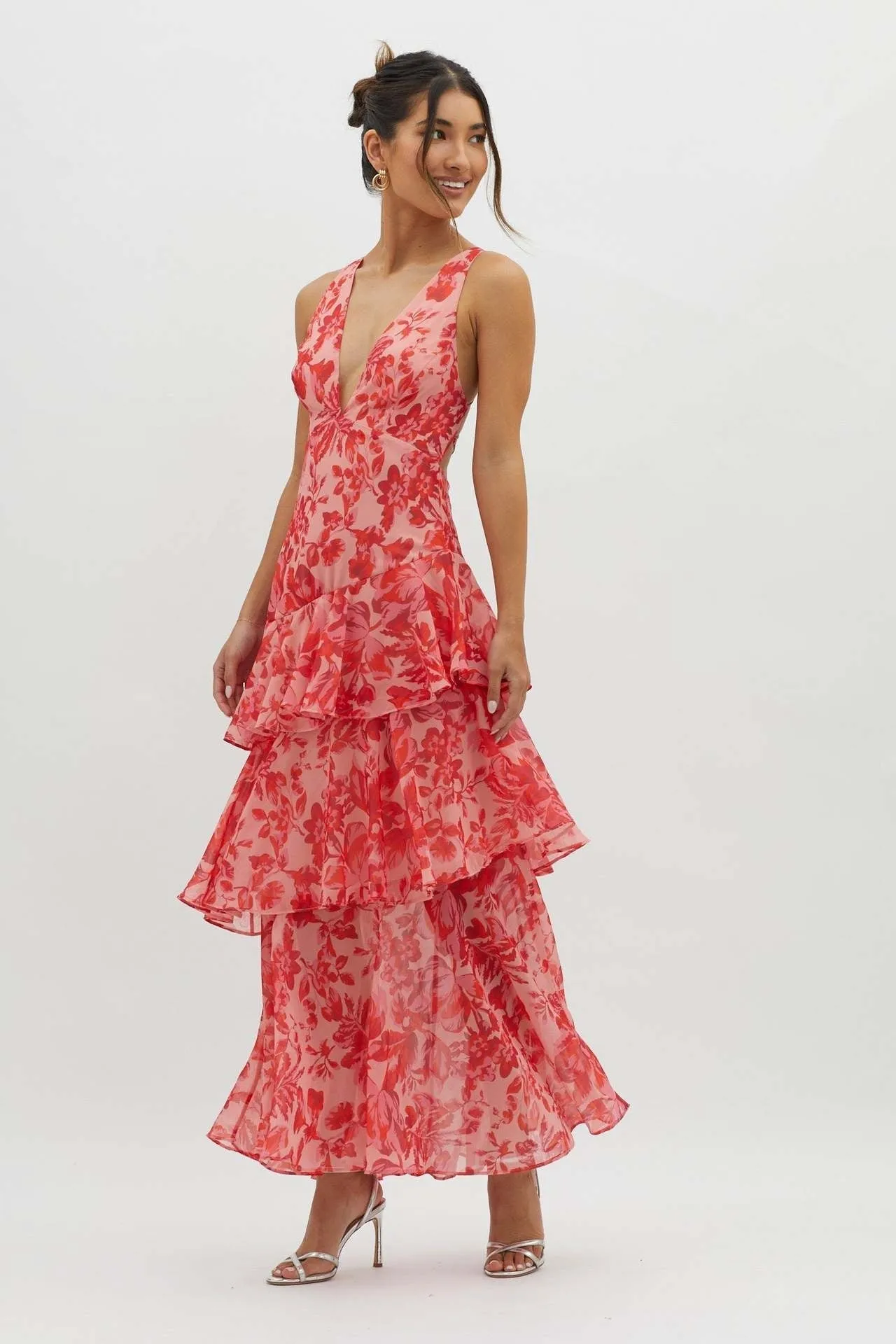 Maddison | Strappy Back Ruffle Maxi Dress