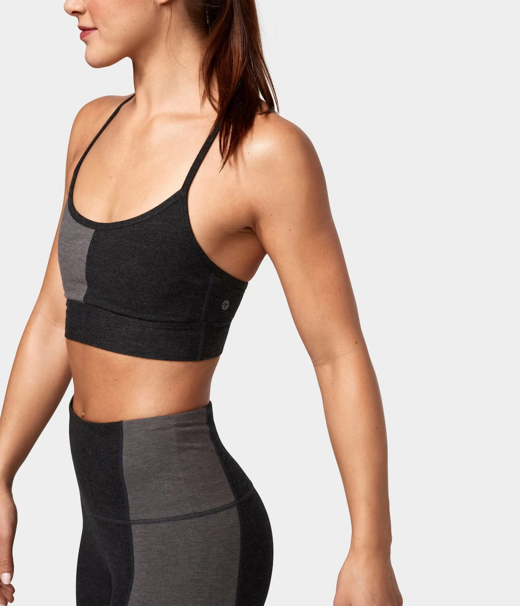 Manduka Apparel - Women's Eko Soft Blocked Bra - Dark Heather Charcoal