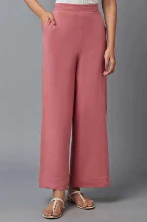 Maroon Cotton Lycra Straight Palazzo