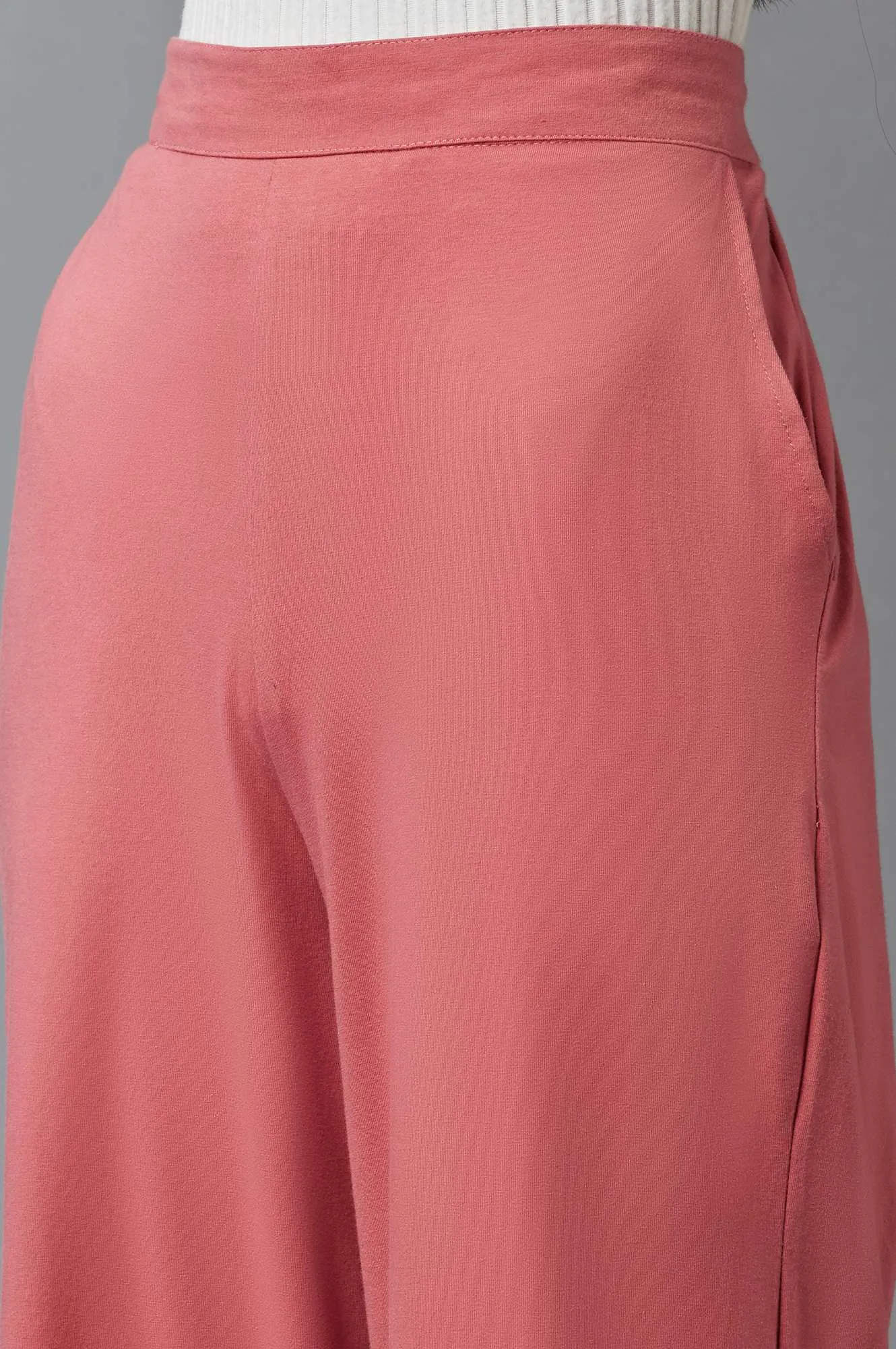 Maroon Cotton Lycra Straight Palazzo