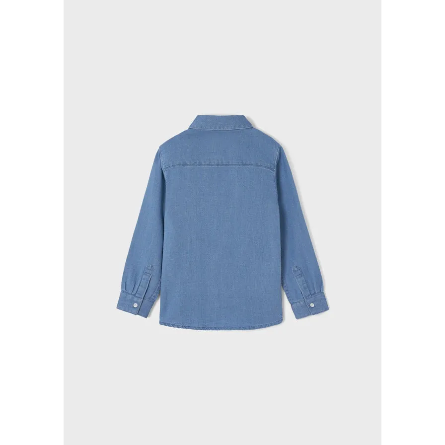 Mayoral Ecofriendly Long Sleeve Soft Denim Shirt - Medium Denim