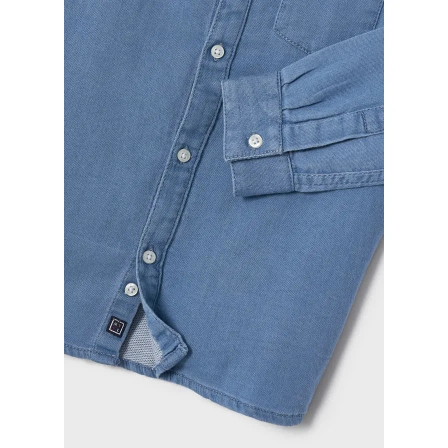 Mayoral Ecofriendly Long Sleeve Soft Denim Shirt - Medium Denim