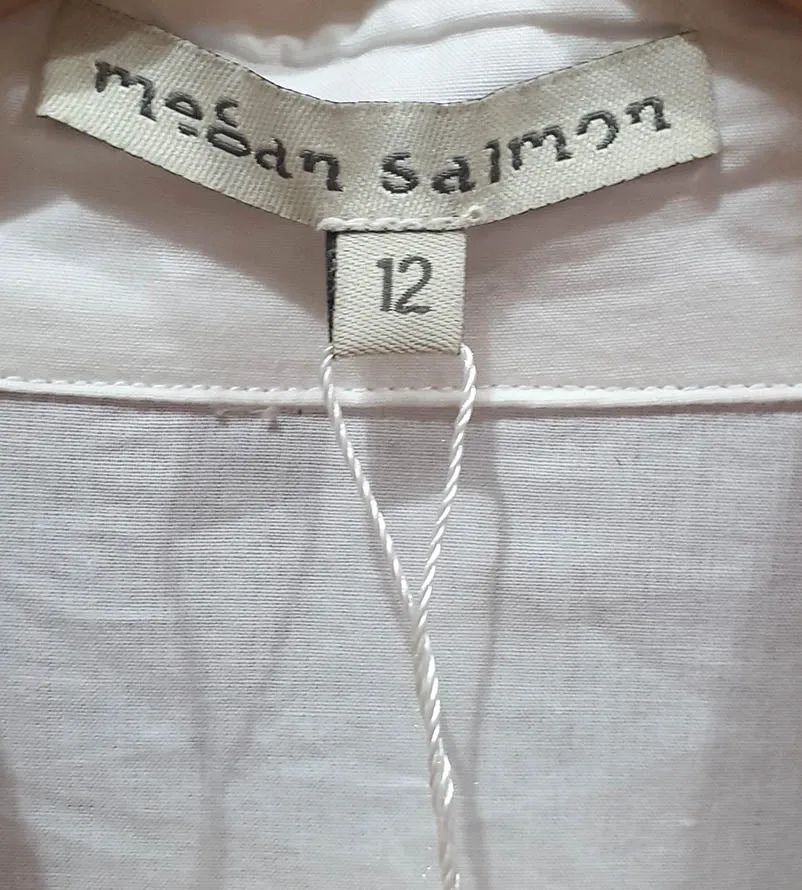 Megan Salmon white top size 12