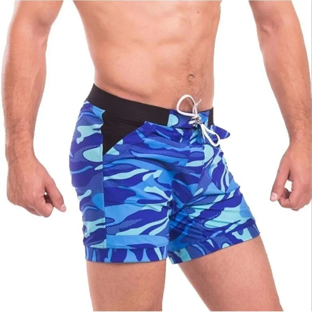 Men's Swimming Trunks Summer Swimming Fitness Shorts Men's Fashion Sports Beachwear Quick-Drying Stretch Beach Pants