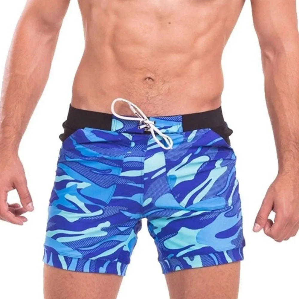 Men's Swimming Trunks Summer Swimming Fitness Shorts Men's Fashion Sports Beachwear Quick-Drying Stretch Beach Pants
