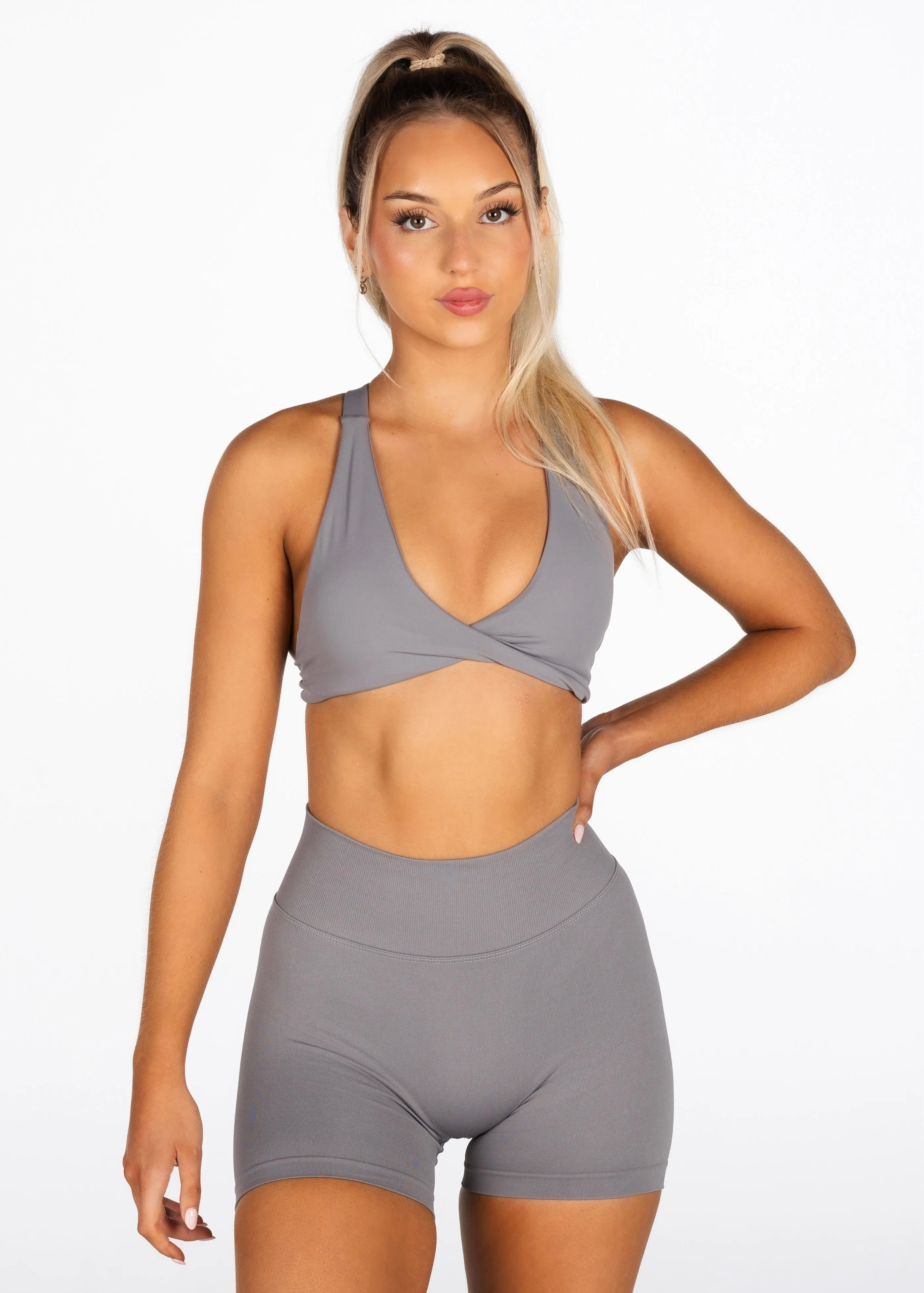 Mini Signature Scrunch Shorts - Grey