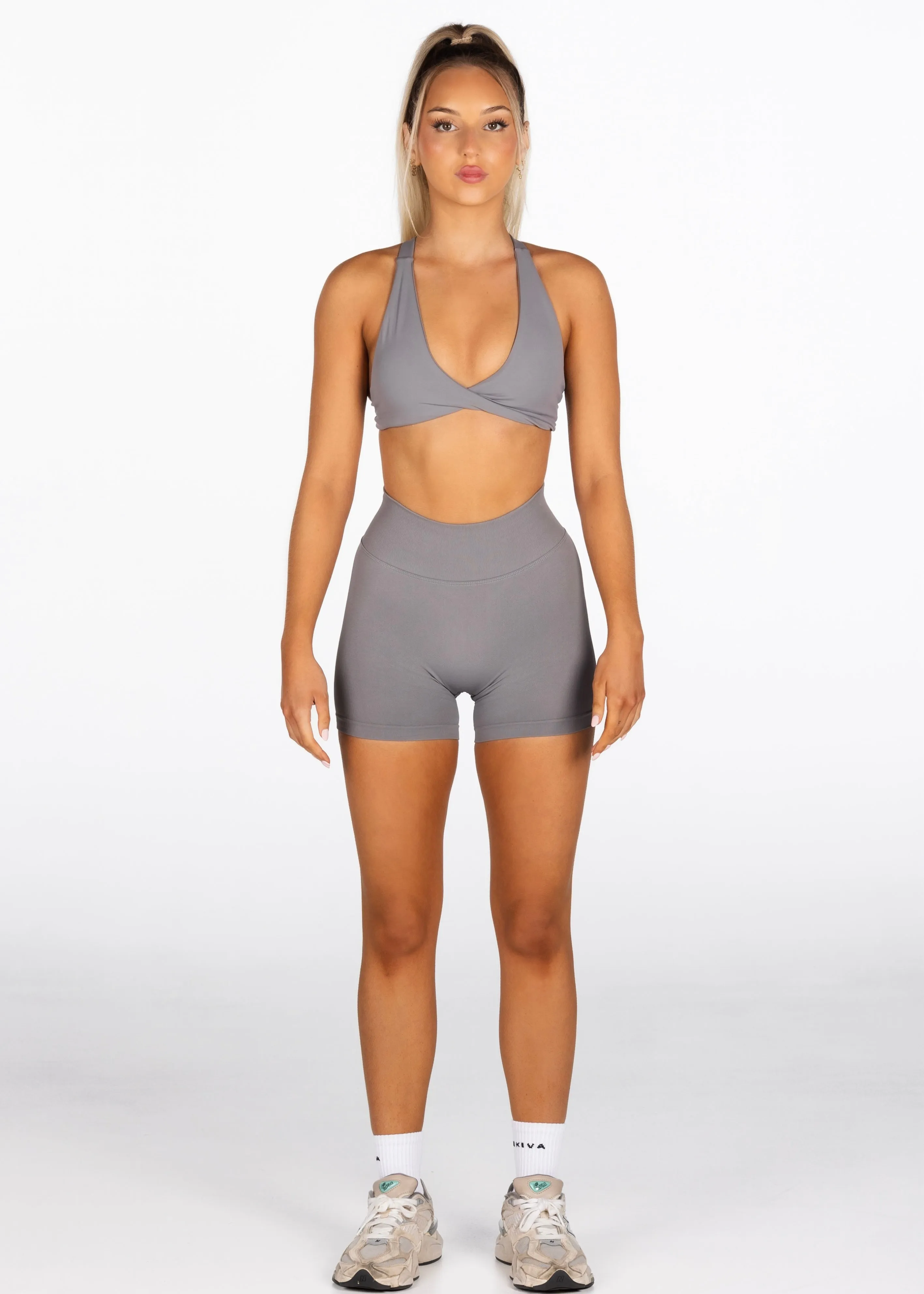 Mini Signature Scrunch Shorts - Grey