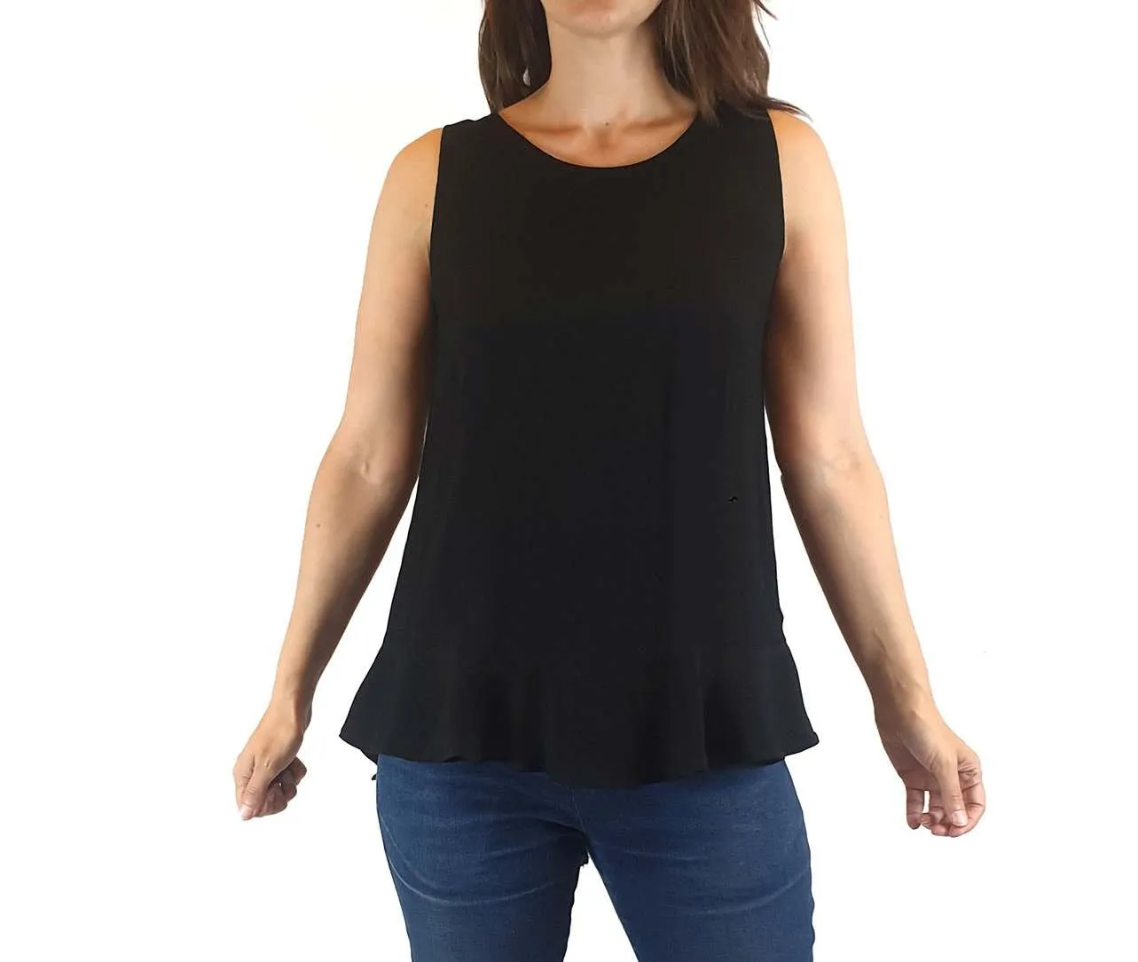 Mister Zimi black sleeveless top with flowy bottom detail size 8