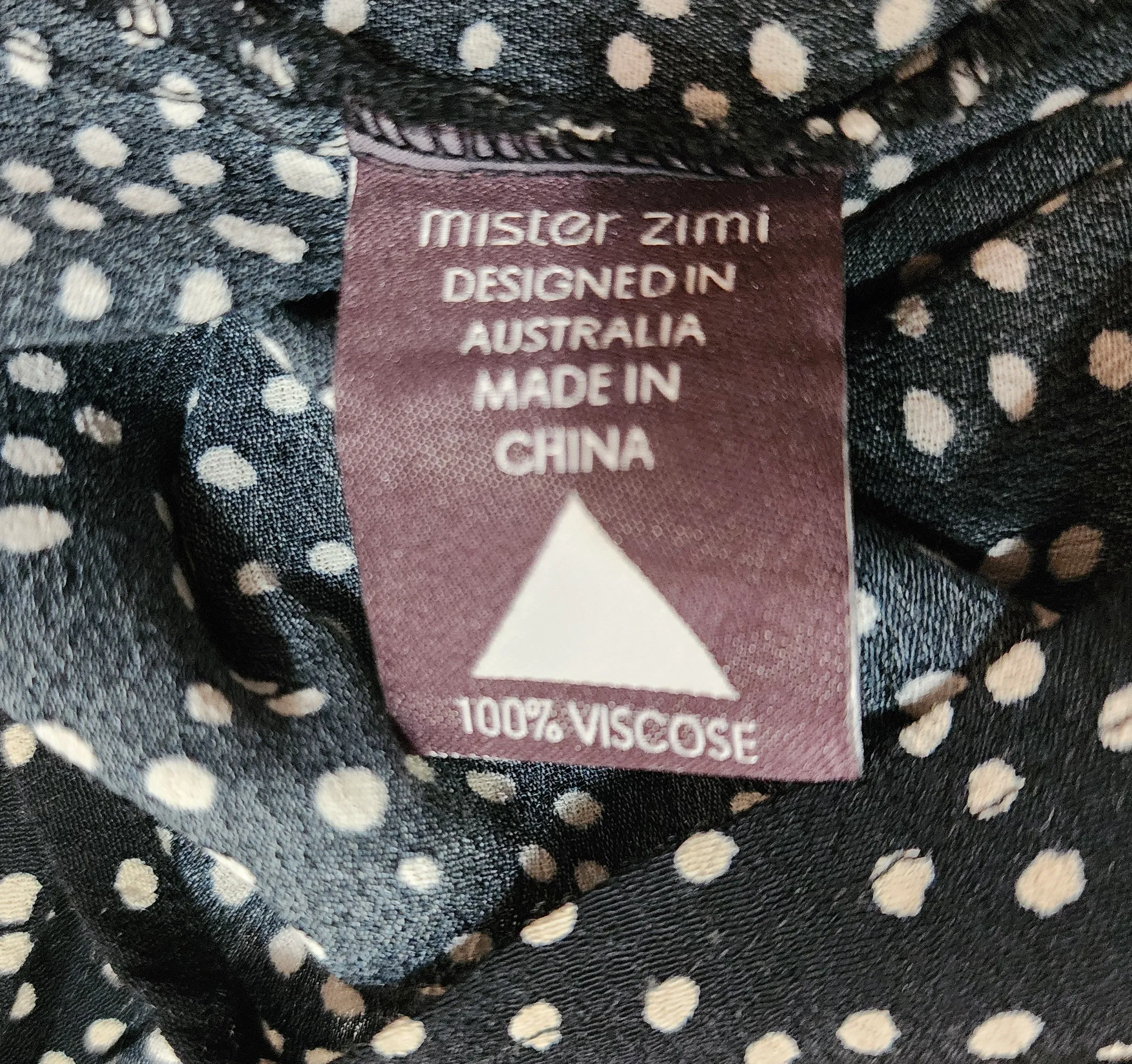 Mister Zimi  black unique print top size 8