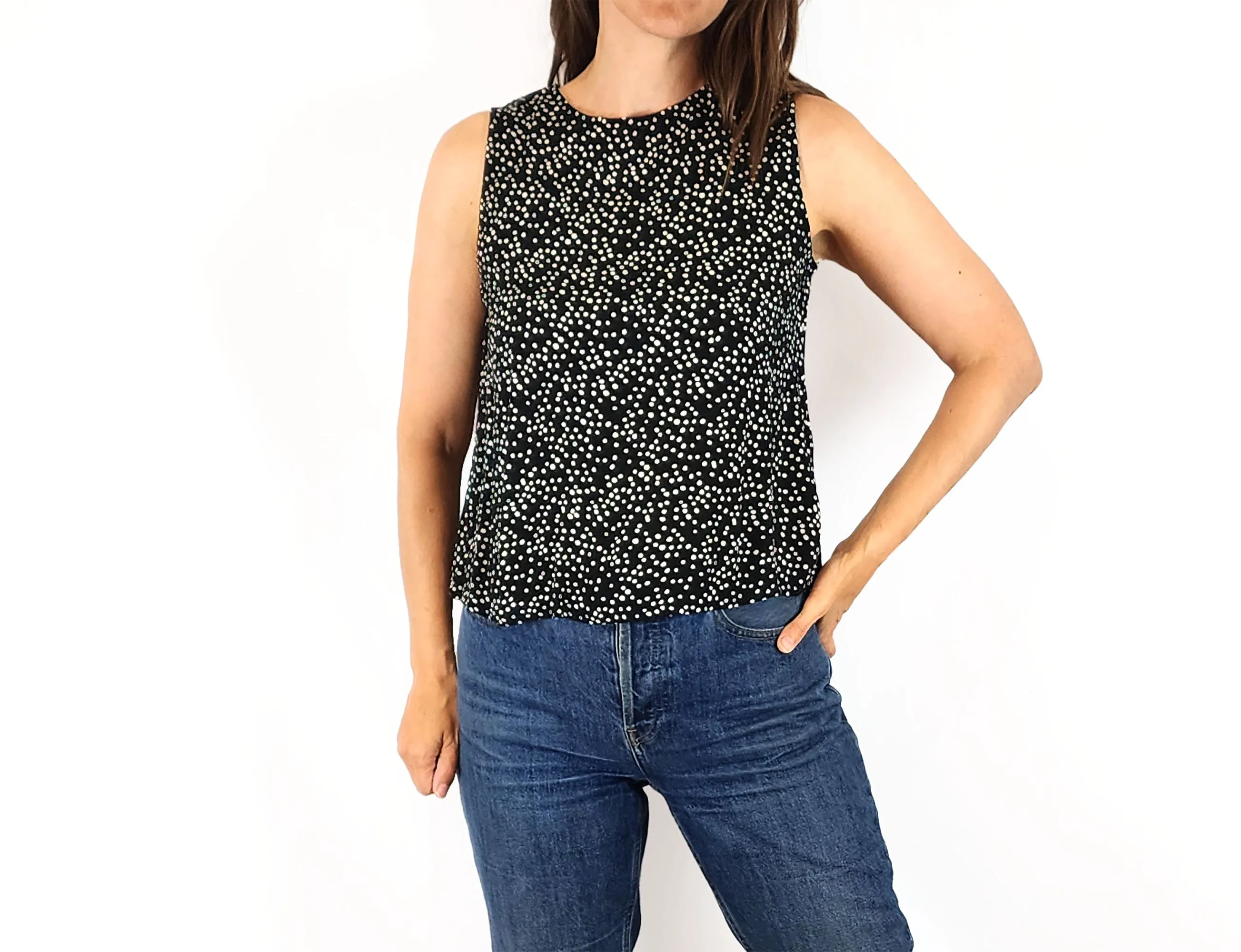 Mister Zimi  black unique print top size 8