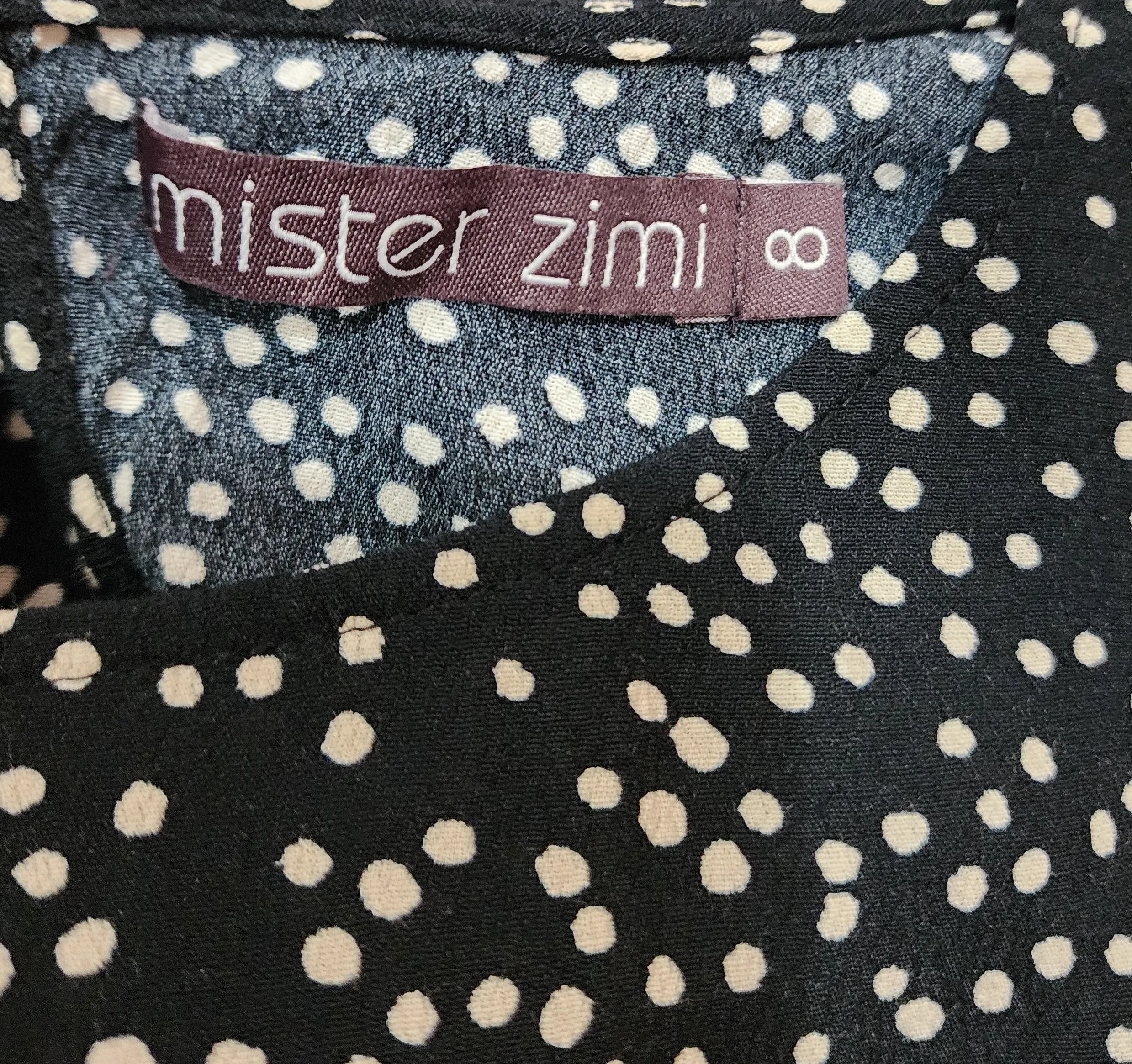 Mister Zimi  black unique print top size 8