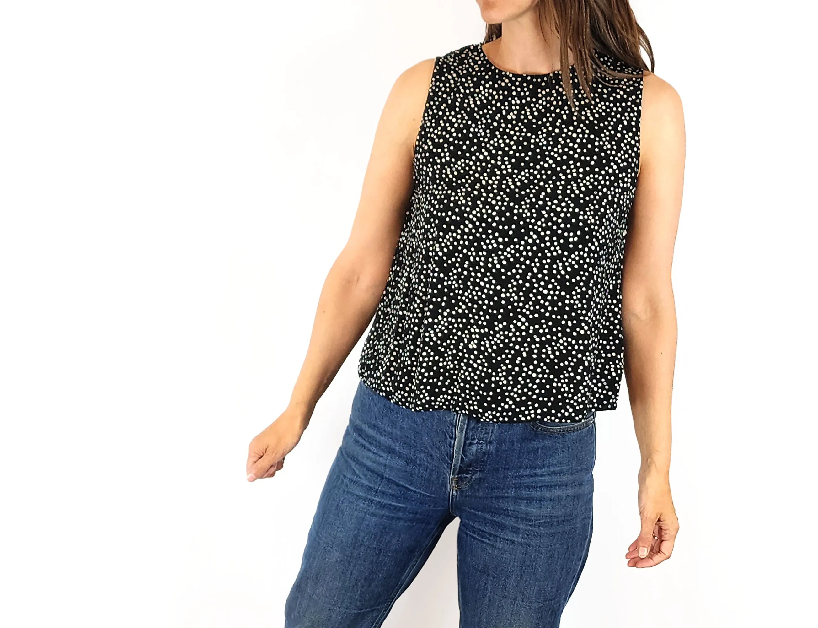 Mister Zimi  black unique print top size 8
