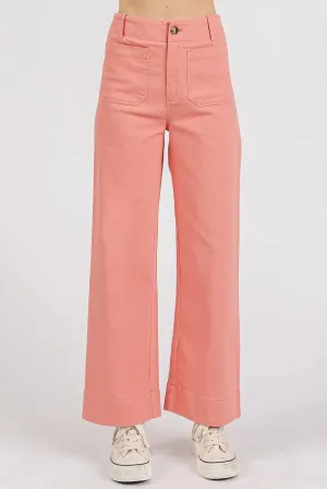 Mittoshop Twill Patch Pocket High Rise Wide Leg Pants