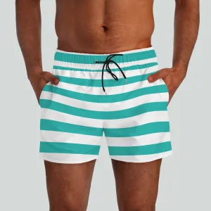 Monterey Green & White Swim Shorts
