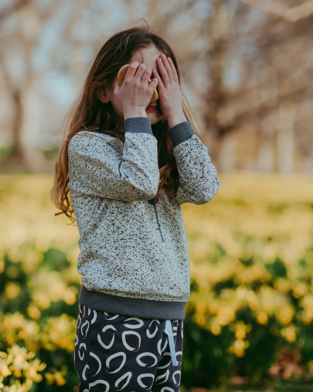 Multicolour Bear Face on Speckled Print Sweatshirt
