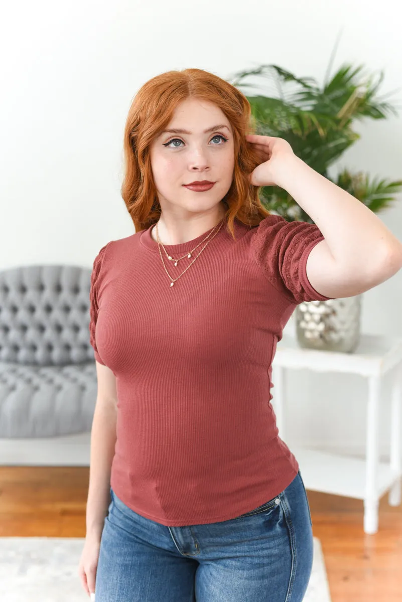 Nara Popcorn-Sleeve Knit Top