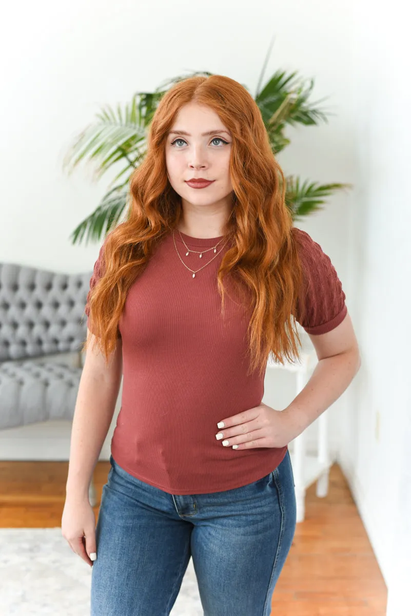 Nara Popcorn-Sleeve Knit Top