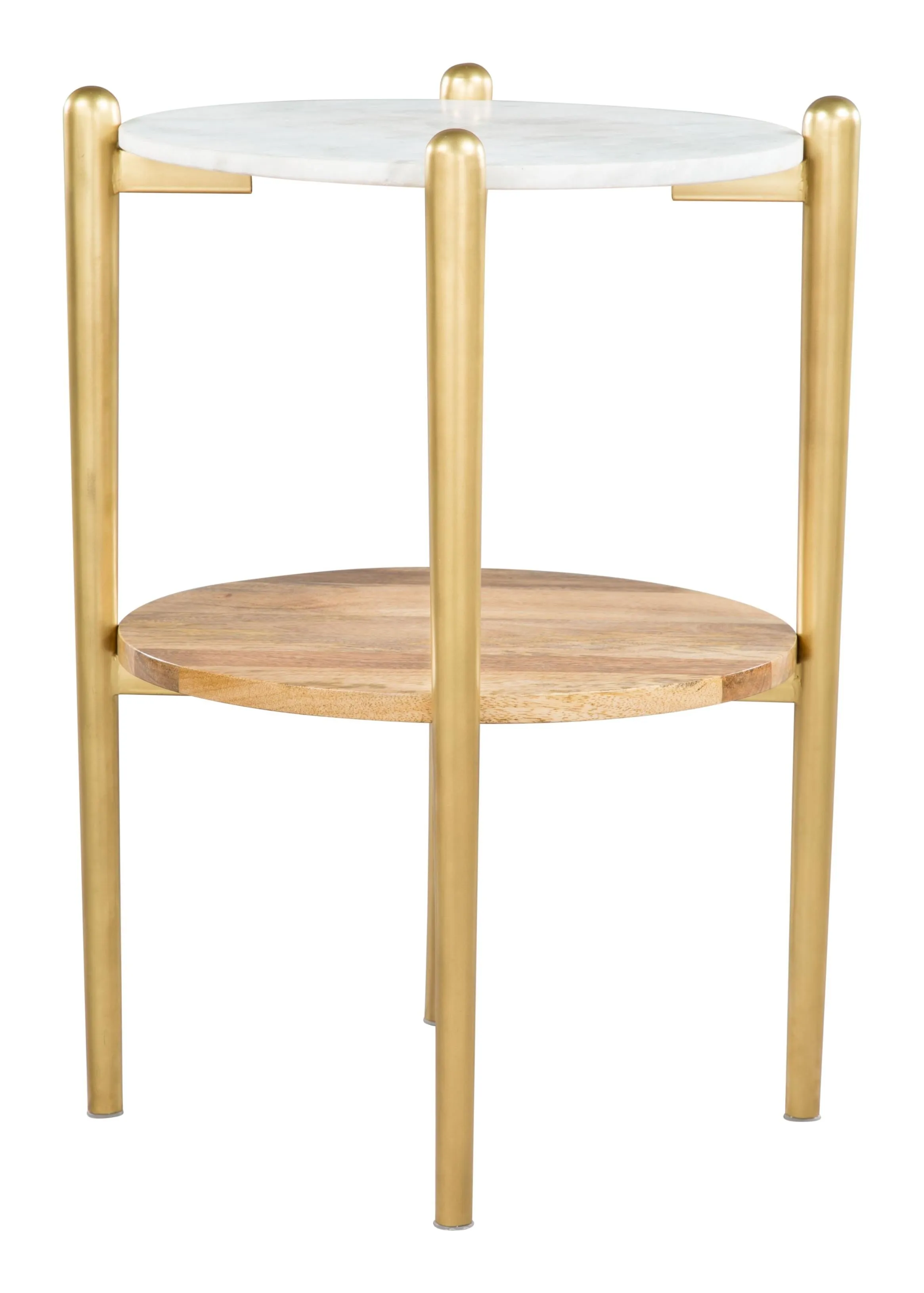 Narrow White and Gold Marble Top Table