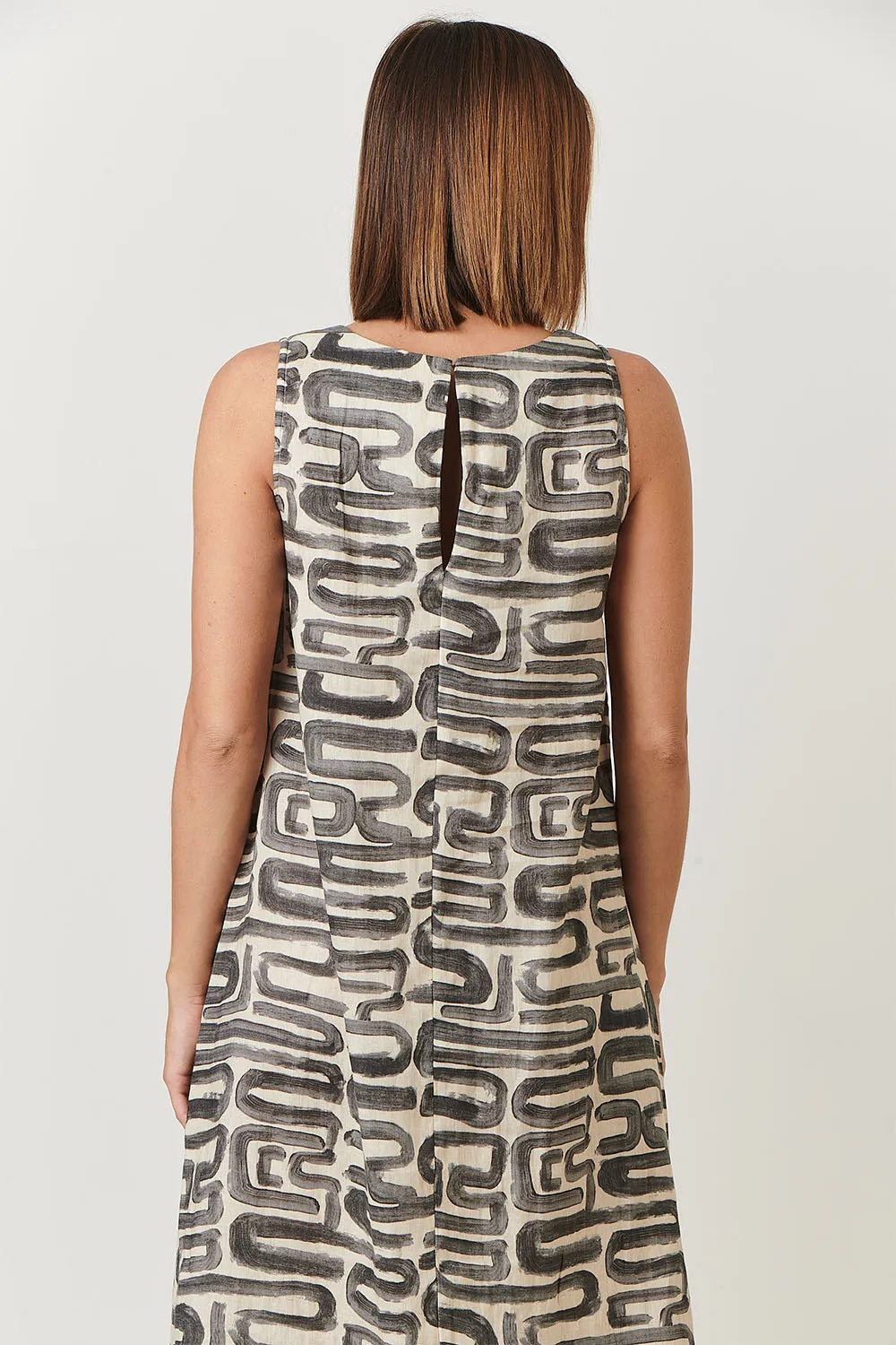 Naturals Doodle Greige Linen Dress Ga325