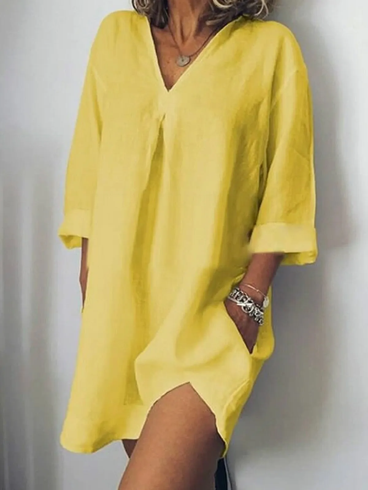 Nazira® | Airy, Light Linen Dress With A V-Neck For Relaxed Summer Days