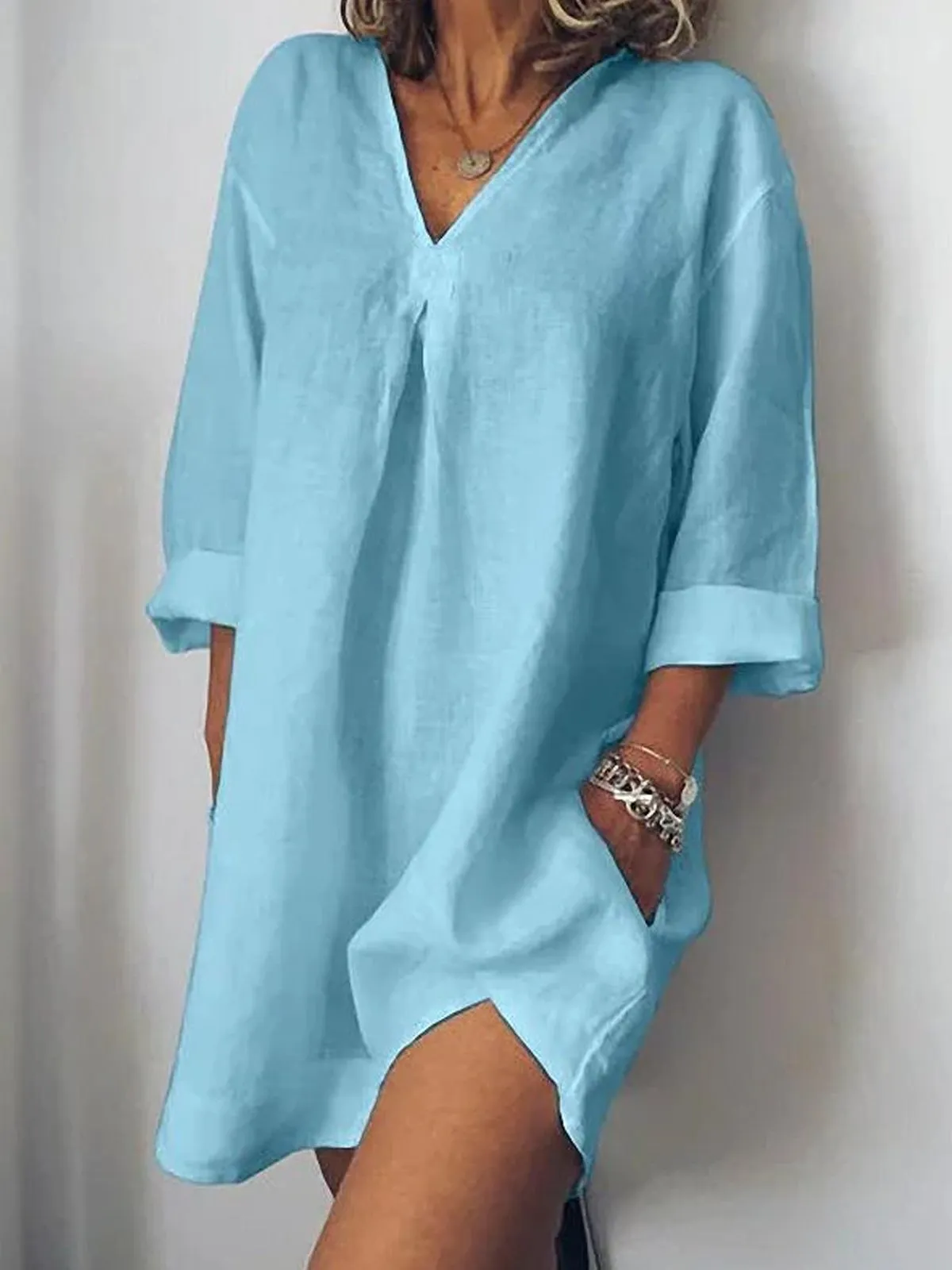 Nazira® | Airy, Light Linen Dress With A V-Neck For Relaxed Summer Days
