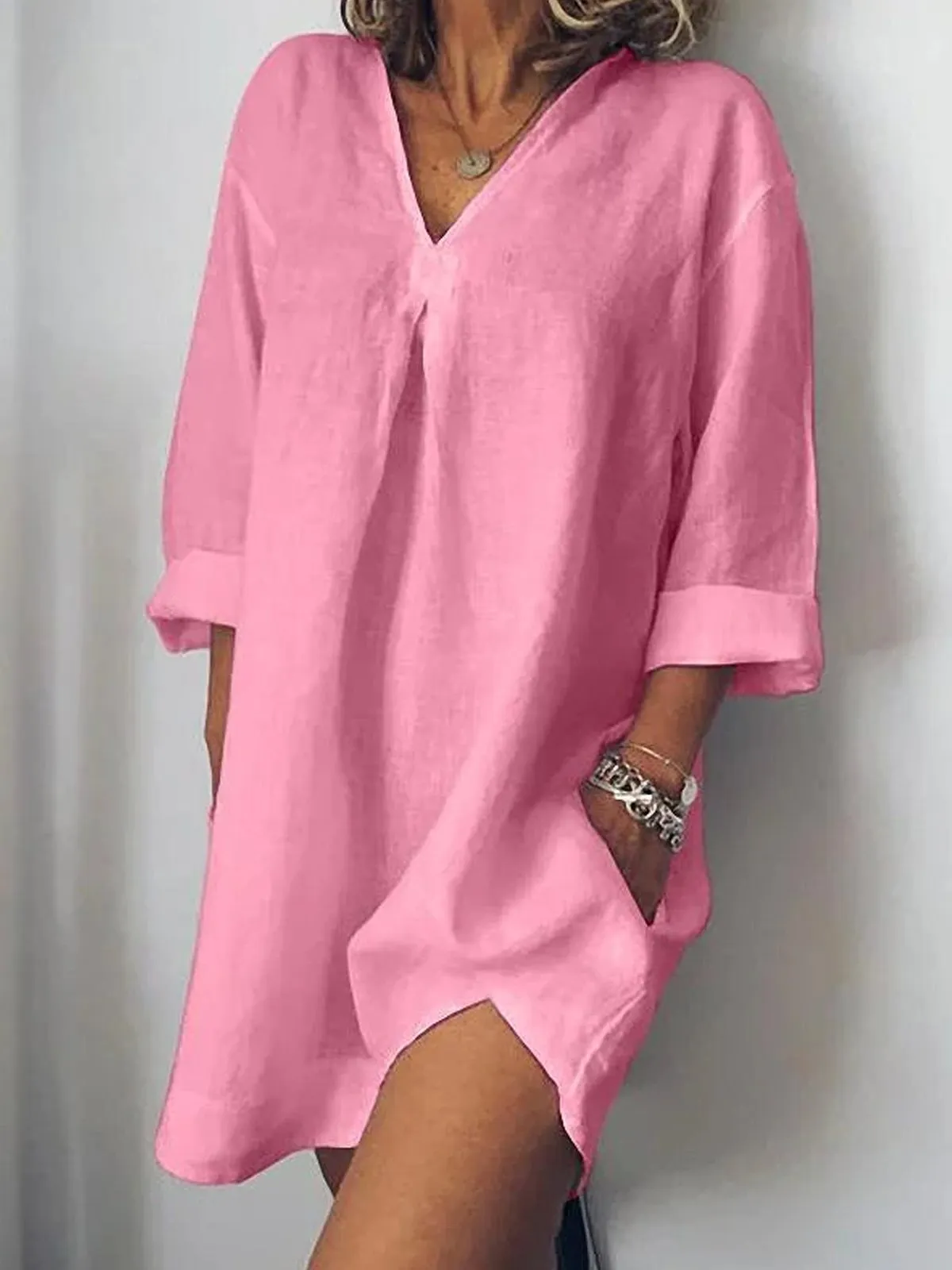 Nazira® | Airy, Light Linen Dress With A V-Neck For Relaxed Summer Days