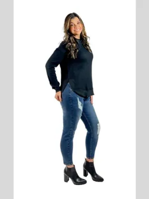 No Doubt Black Waffle Knit Long Sleeve