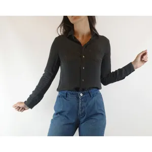 Nude Lucy black silky feel long sleeve shirt size XXS (fits sizes 6 and 8)