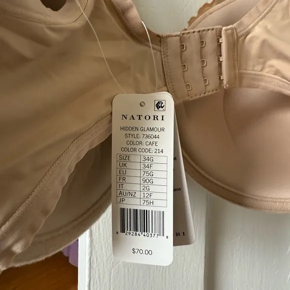 NWT Natori Hidden Glamour Bra Size 34G Colorway Cafe