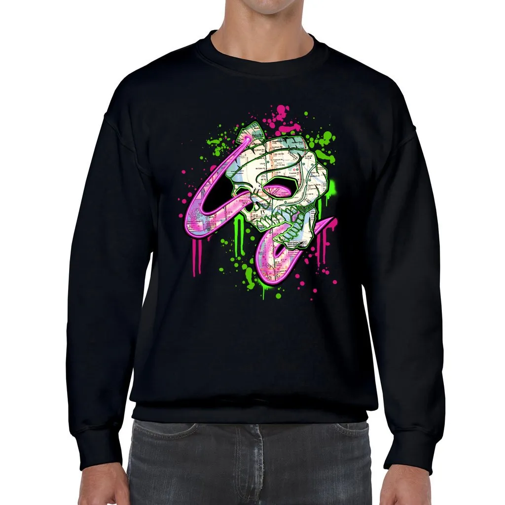 NYC SUBWAY MAP SKULL  THROUGH-N-THROUGH CREWNECK