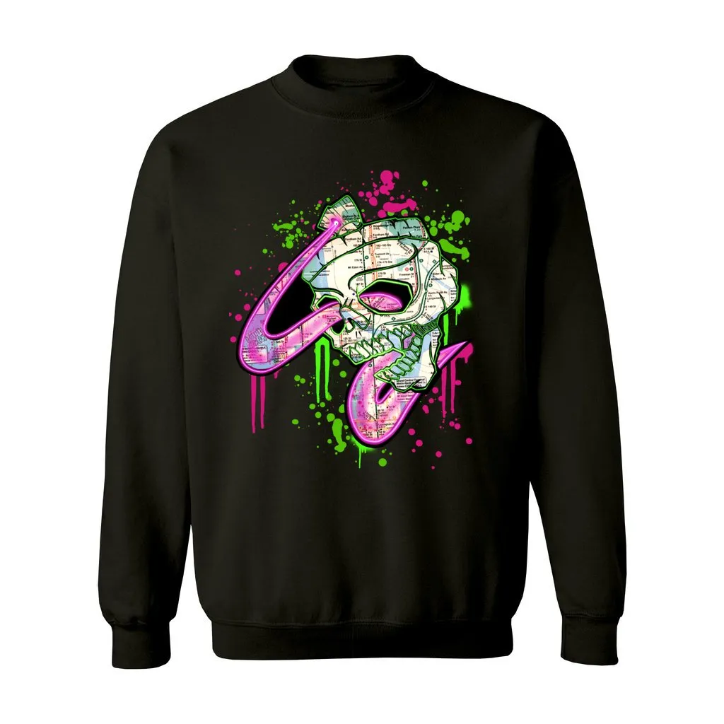 NYC SUBWAY MAP SKULL  THROUGH-N-THROUGH CREWNECK