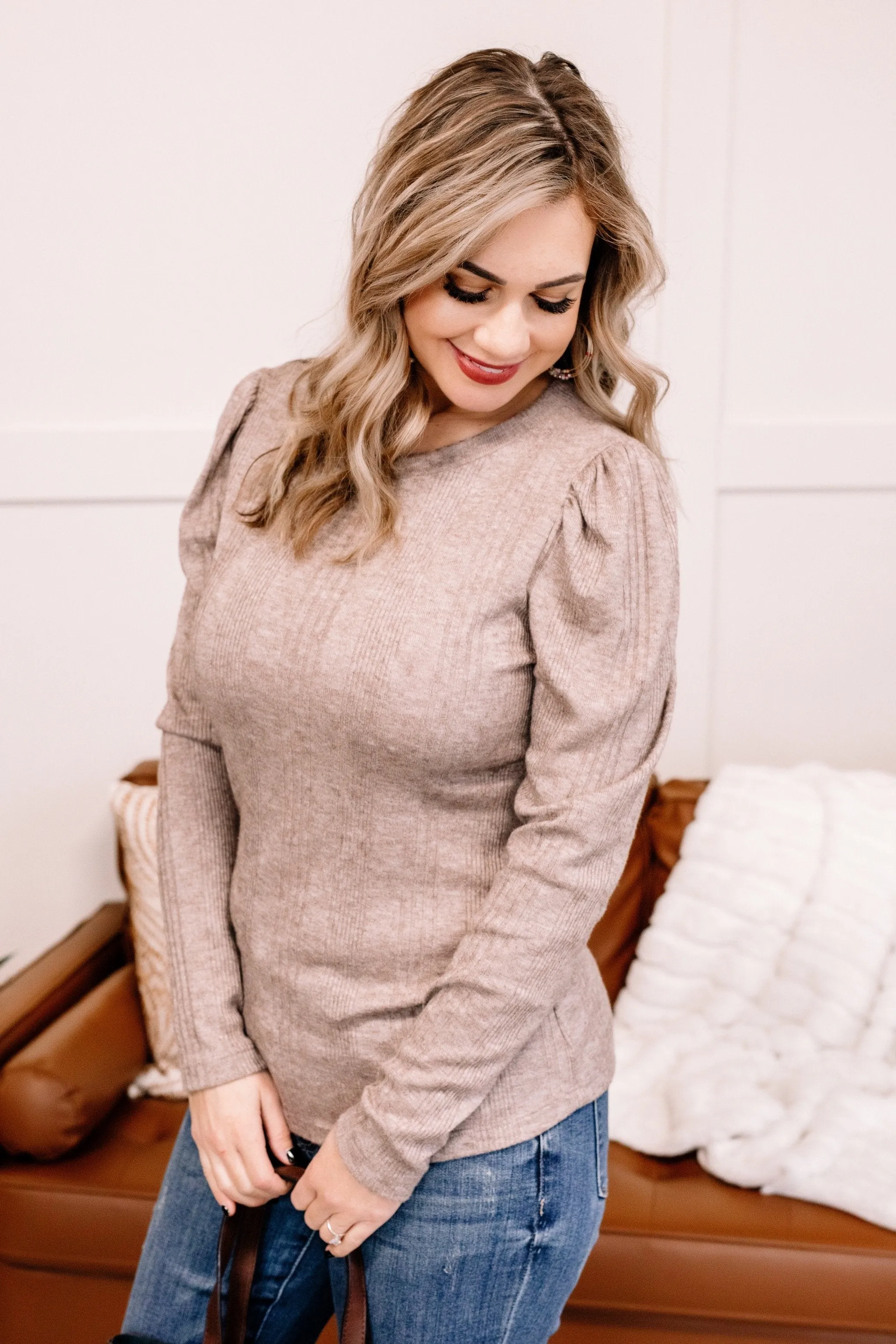 Off The Hook Knit Top In Mocha