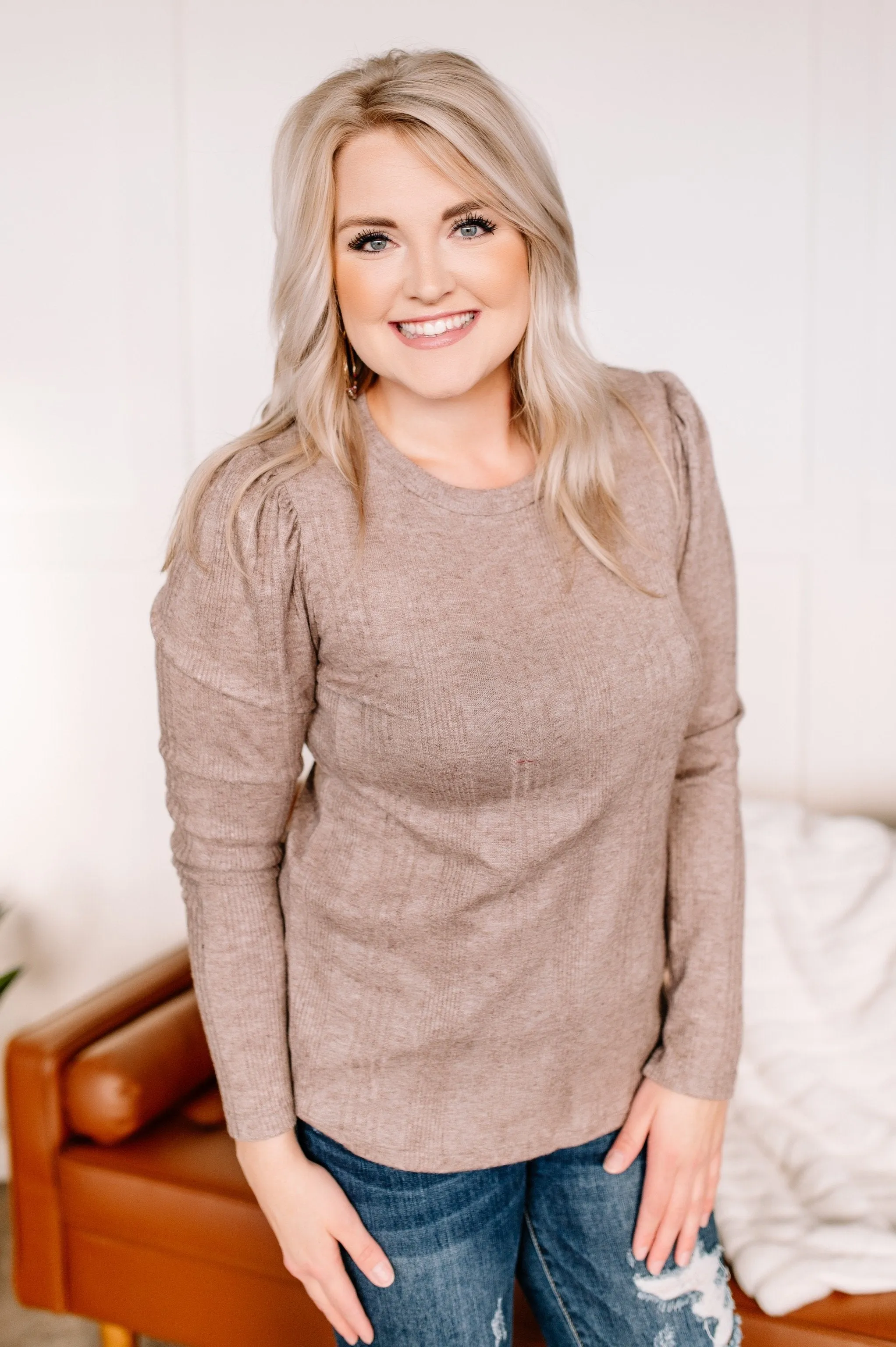 Off The Hook Knit Top In Mocha