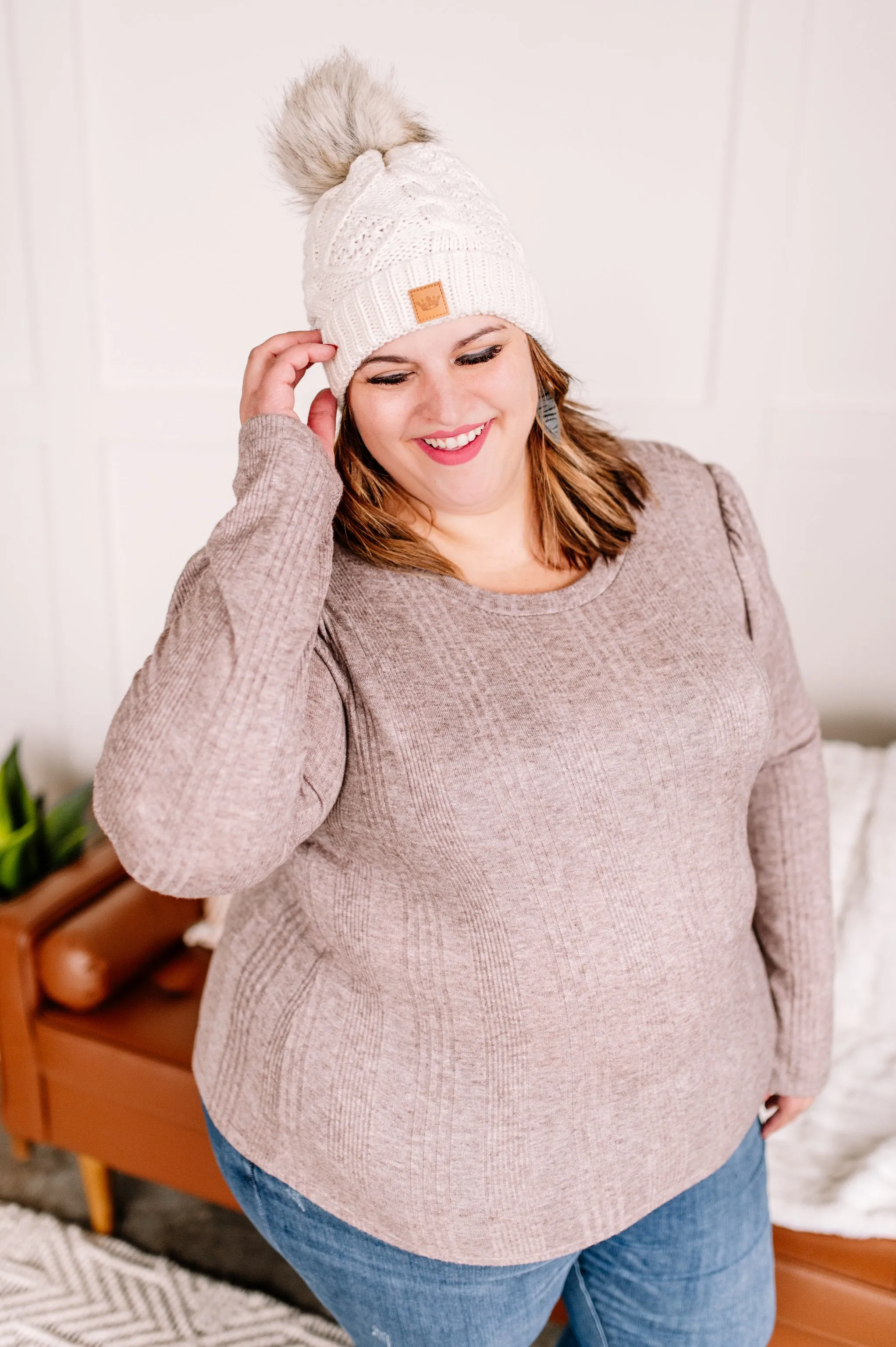Off The Hook Knit Top In Mocha