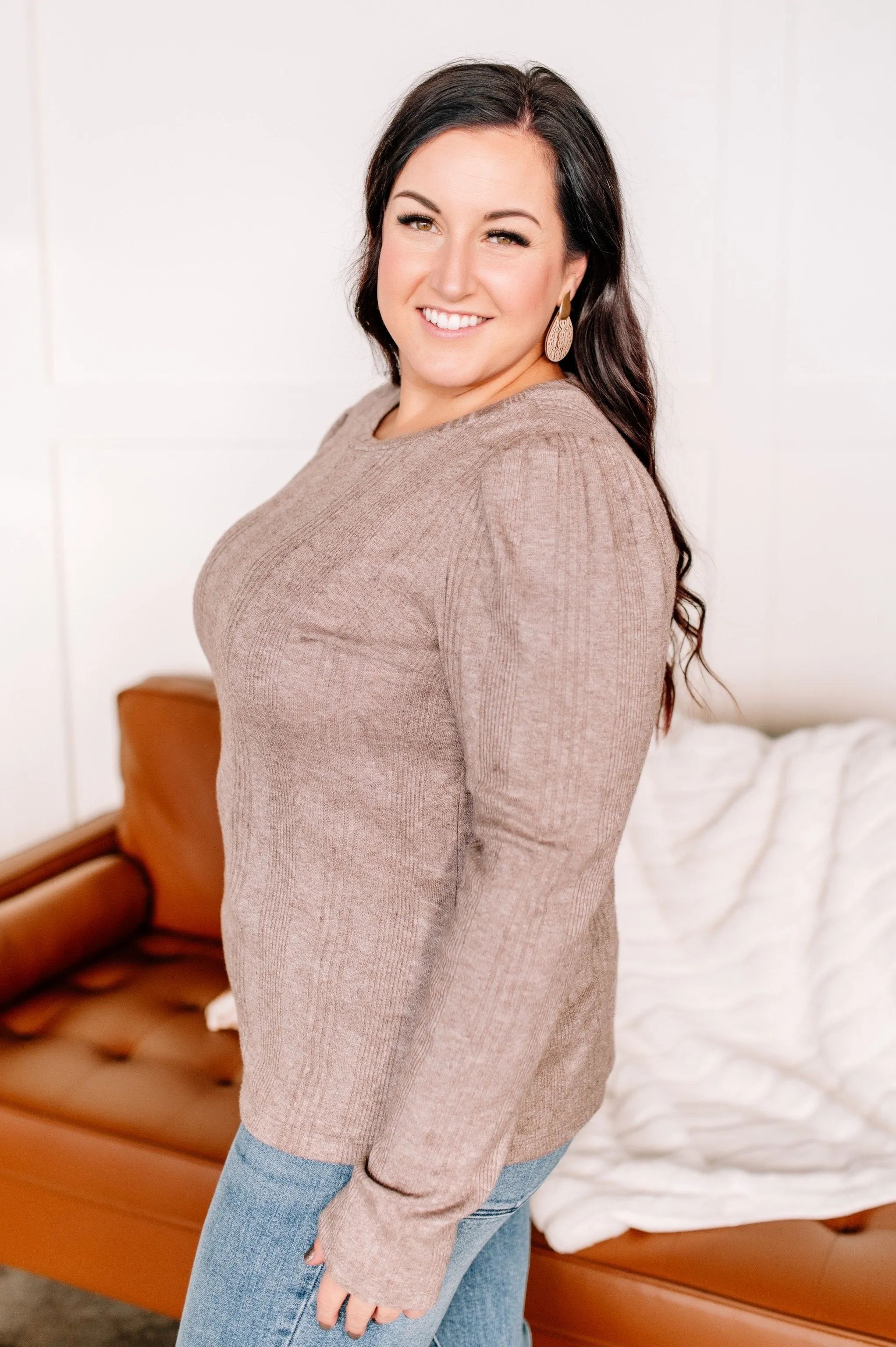 Off The Hook Knit Top In Mocha