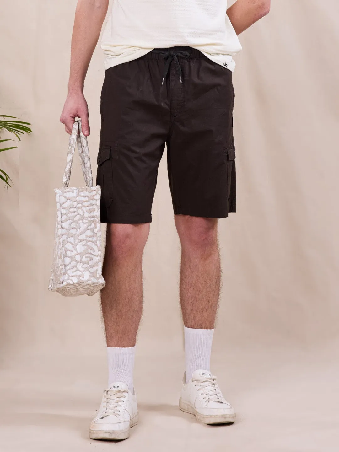Olive Plain Cargo Shorts