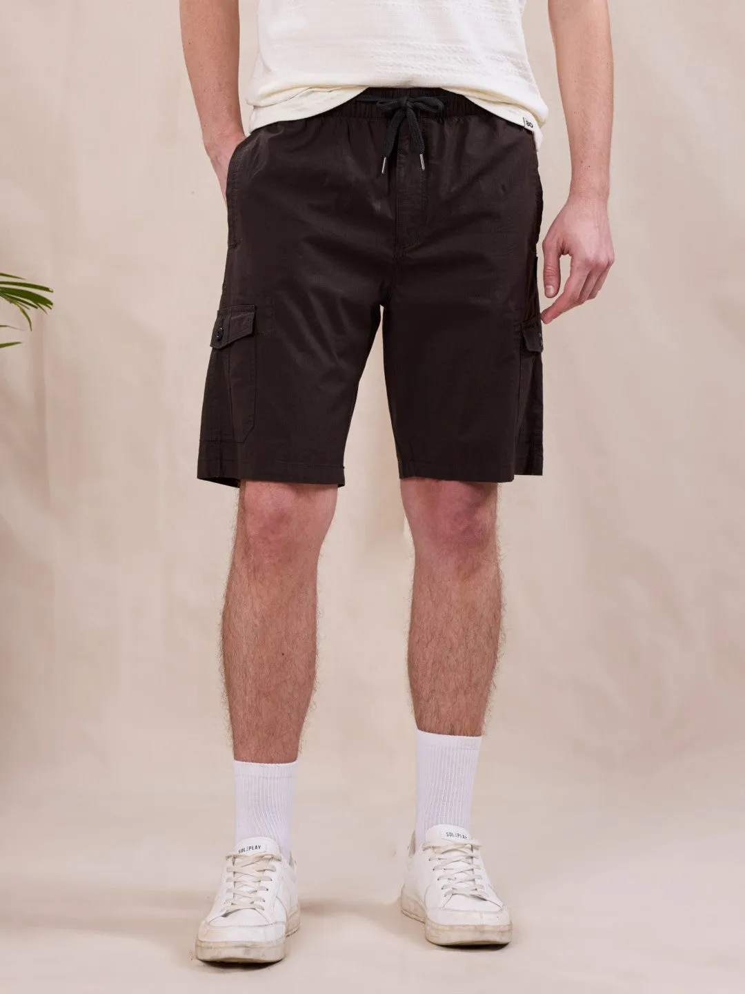 Olive Plain Cargo Shorts