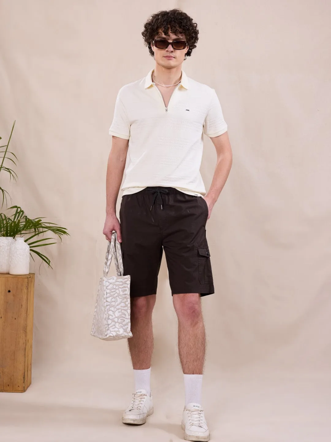 Olive Plain Cargo Shorts