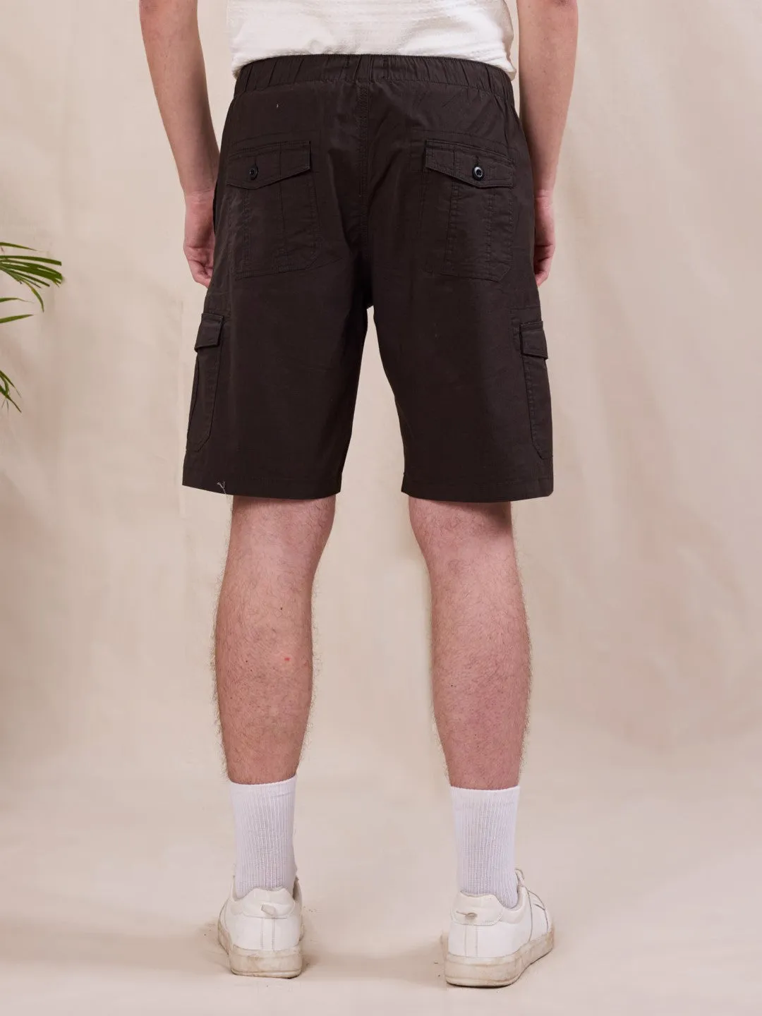 Olive Plain Cargo Shorts