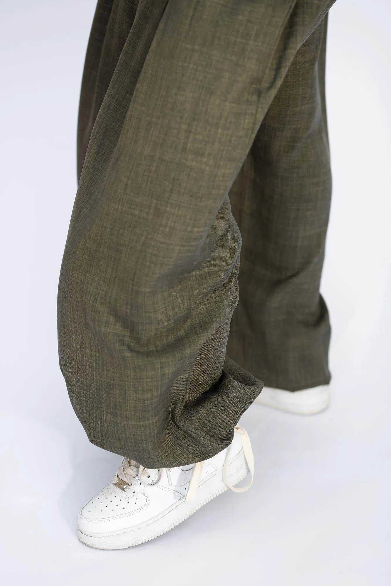 Olive Yasmin Wide-Leg Drawstring Pants